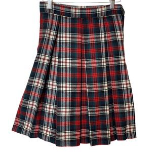 Vintage 50s 60s Plaid Wool Pleated Skirt